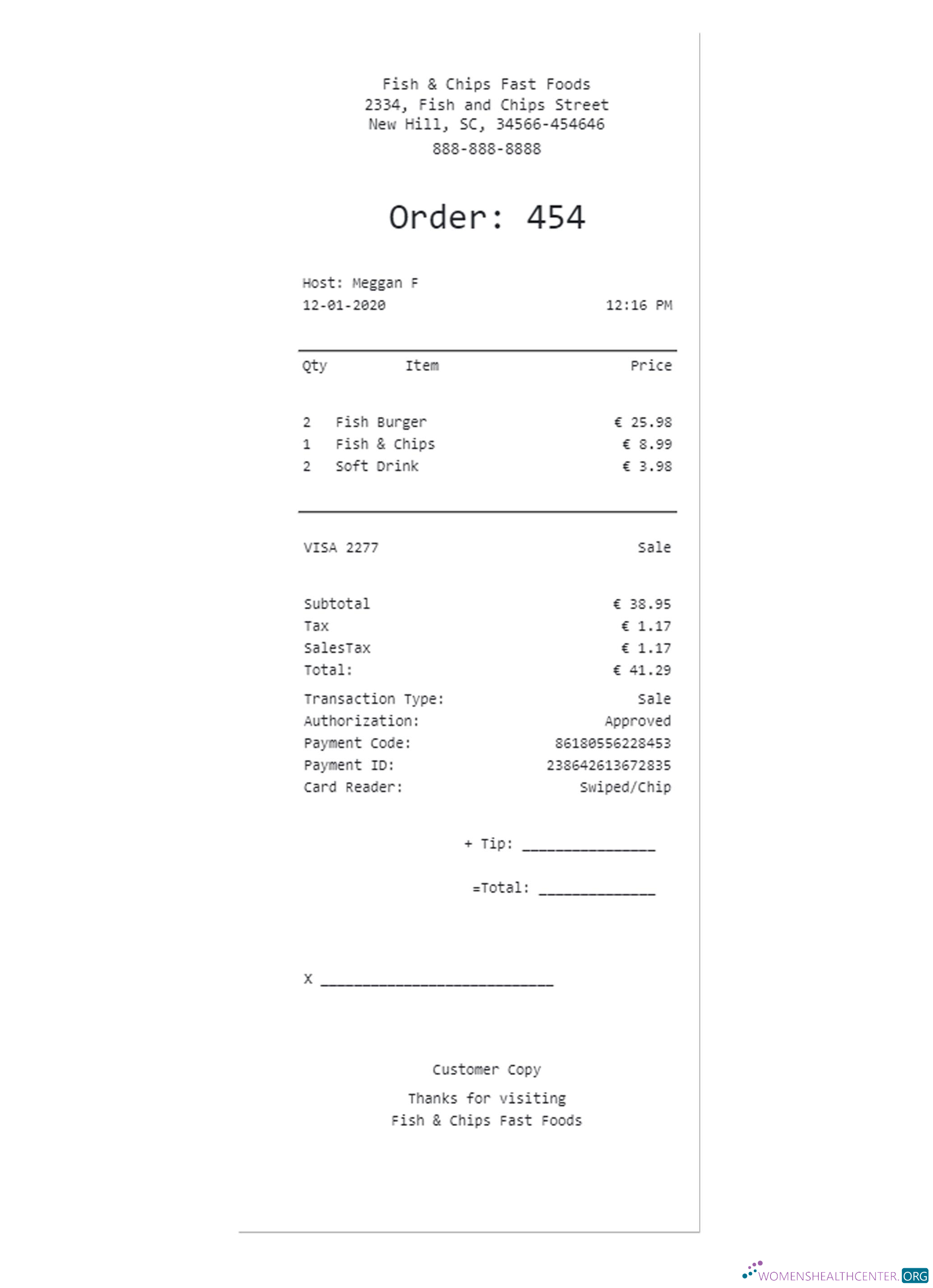 Download FAST FOOD payment receipt Photoshop template